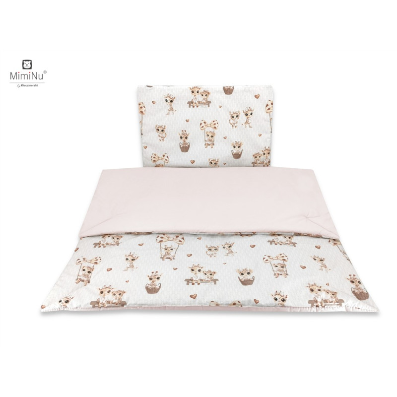 Pościel C-2 100x135 cm MIMINU DESIGN Żyrafki beżowo-różowe bawełna 100%