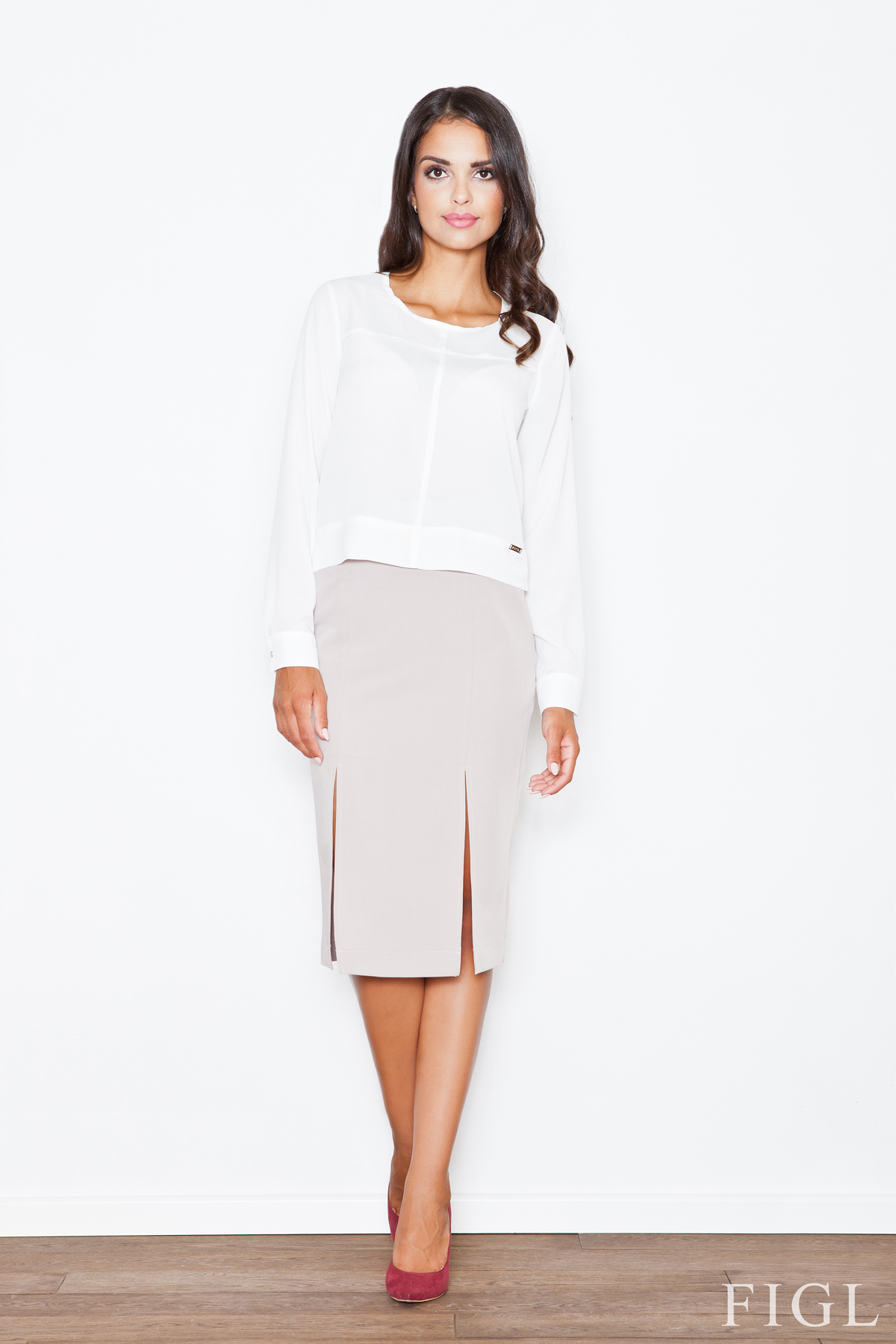 Spódnica Model 399 Beige - Figl44456 - Beżowy