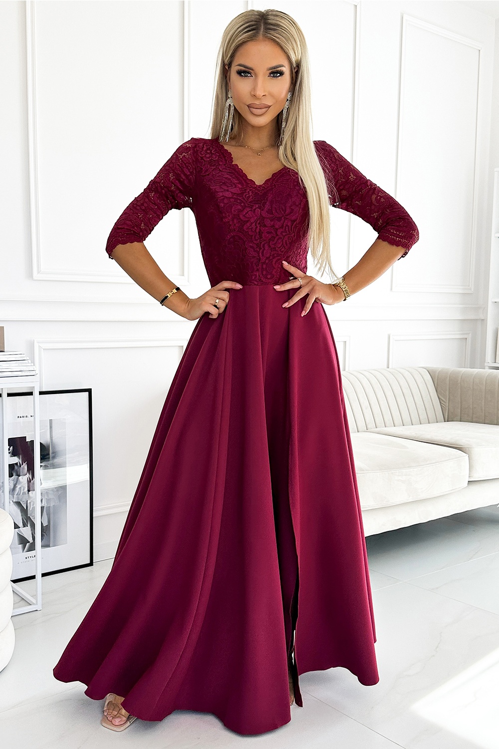 Sukienka Model Amber 309-9 Bordo - Numoco189090 - Czerwony