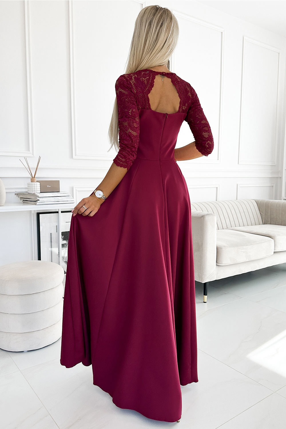 Sukienka Model Amber 309-9 Bordo - Numoco189090 - Czerwony - obrazek 2
