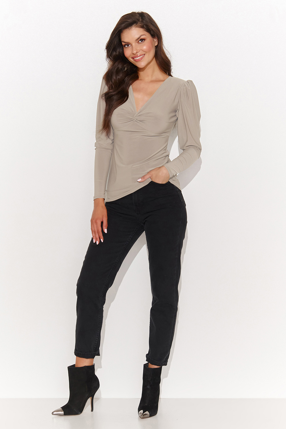 Bluzka Model NU461 Light Beige - Numinou189266 - Beżowy - obrazek 2