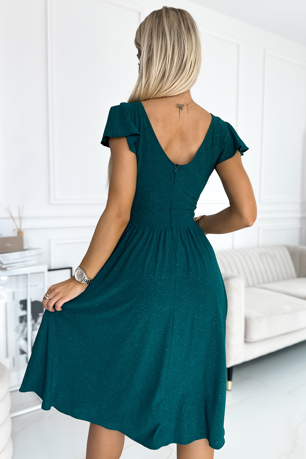 Sukienka Model Matilde 425-6 Green Brokat - Numoco190991 - Zielony - obrazek 3