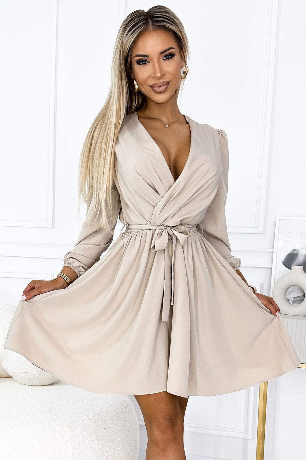 Sukienka Model Bindy 339-4 Beige - Numoco191517 - Beżowy