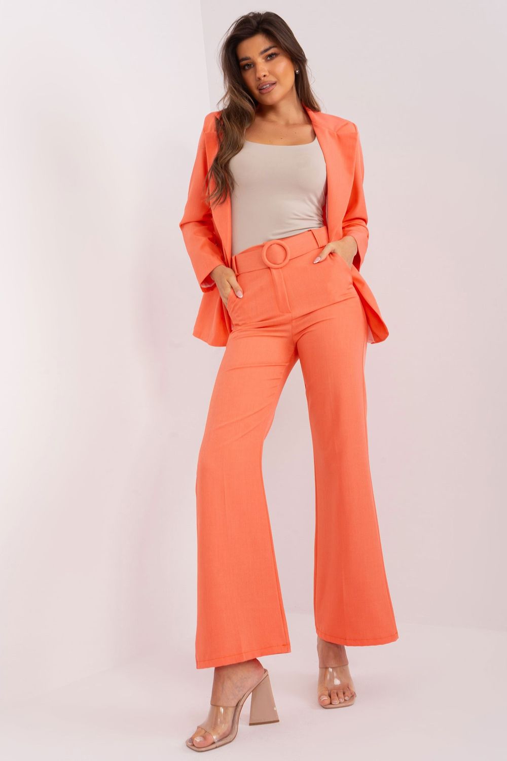 Spodnie Damskie Model DHJ-SP-18737.20 Fluo Orange - Italy Moda192403 - Pomarańczowy - obrazek 2