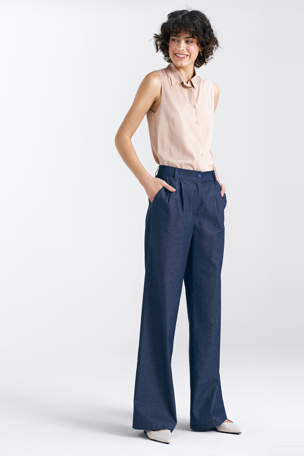 Spodnie jeansowe wide leg SD83 Denim - Nife192966 - Granatowy - obrazek 4