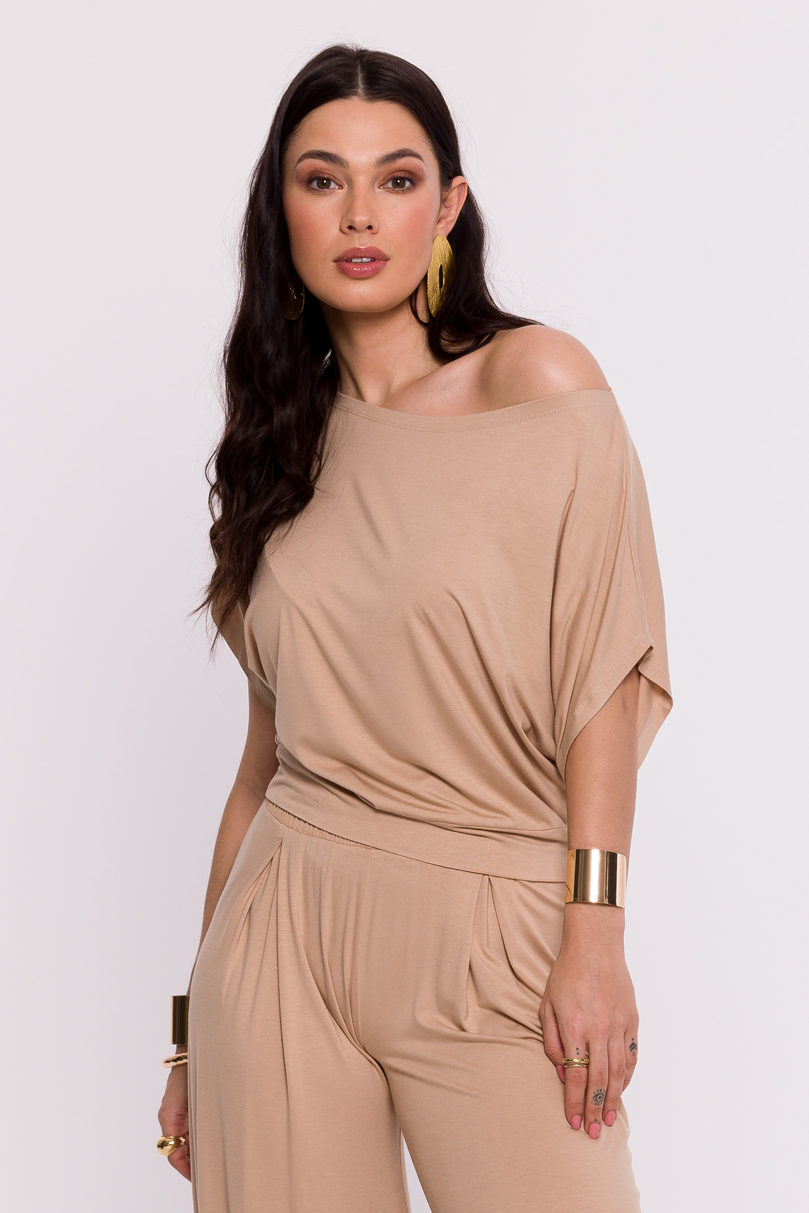 Bluzka Model B287 Cappuccino - BeWear193667 - Beżowy