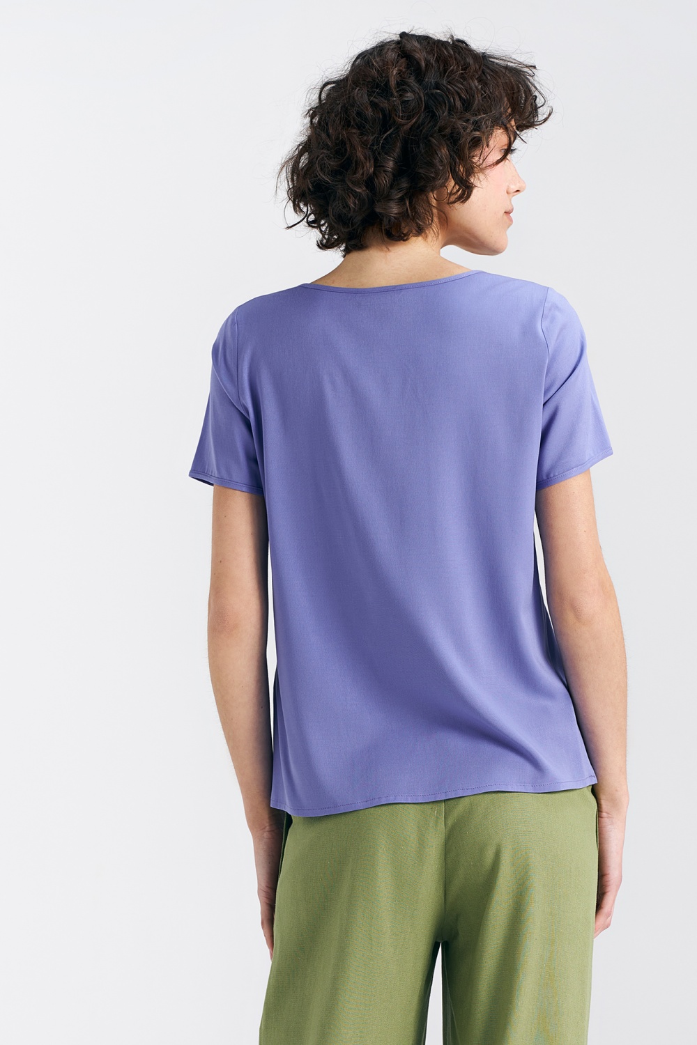Bluzka basic z krótkim rękawem B160 Violet - Nife193804 - Fioletowy - obrazek 3