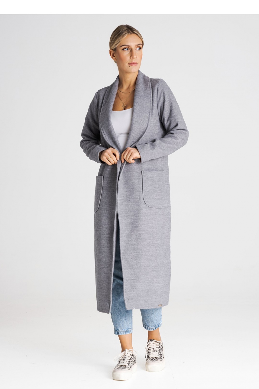 Płaszcz Damski Model M991 Grey - Figl194792 - Szary - obrazek 2