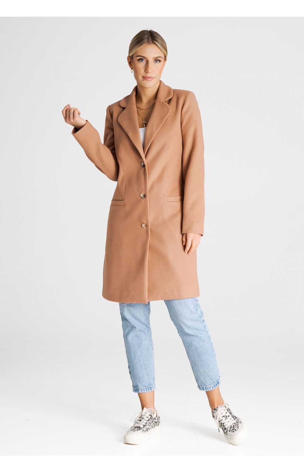 Płaszcz Damski Model M989 Beige - Figl194797 - Beżowy
