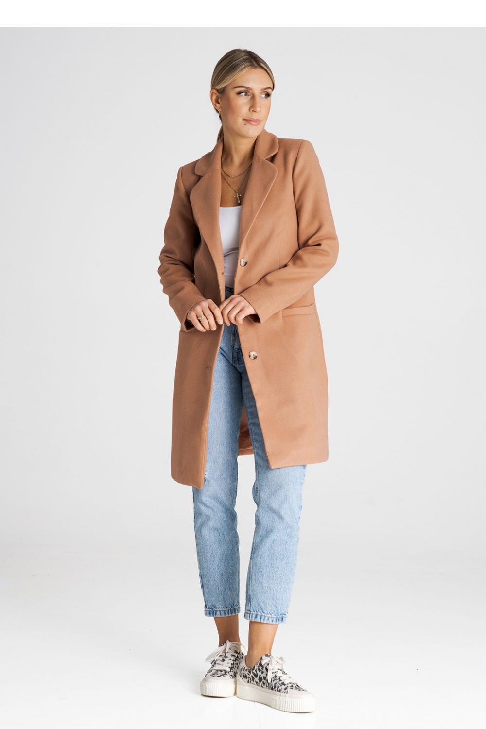 Płaszcz Damski Model M989 Beige - Figl194797 - Beżowy - obrazek 4