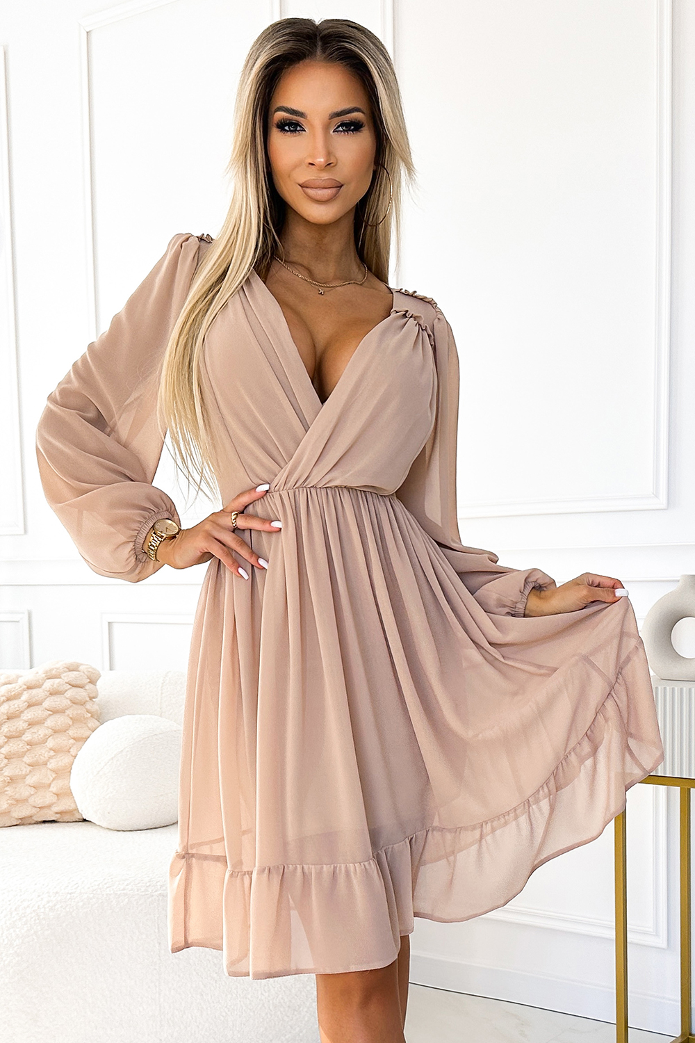 Sukienka Model Mila 538-1 Beige - Numoco195919 - Beżowy