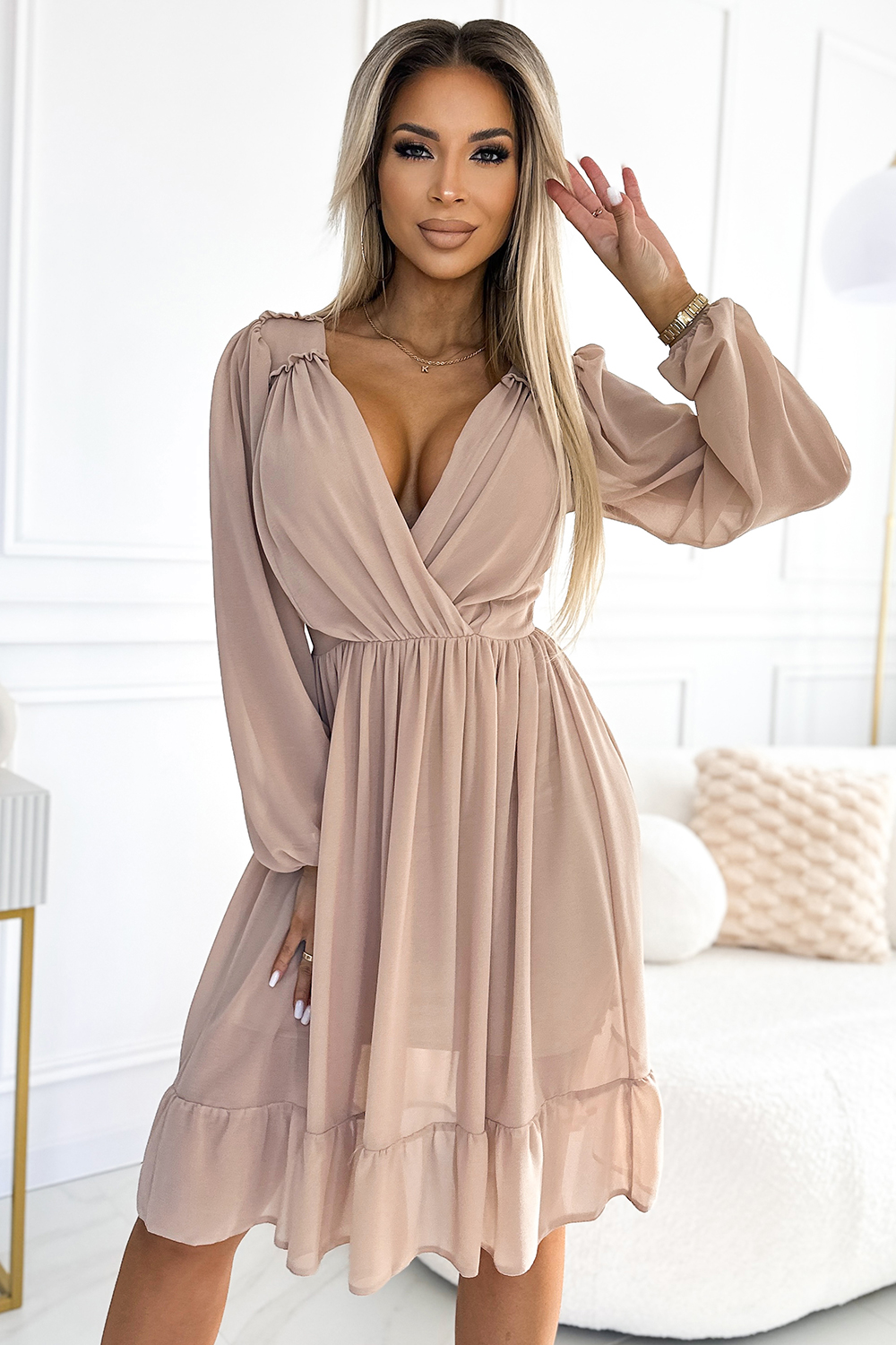Sukienka Model Mila 538-1 Beige - Numoco195919 - Beżowy - obrazek 2