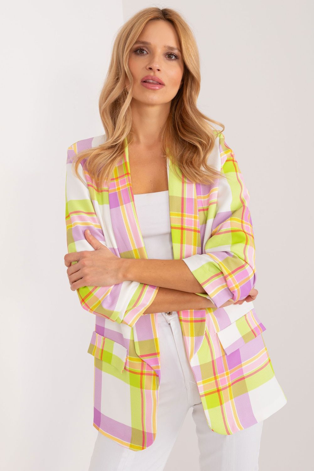 Marynarka Model DHJ-MA-18922.43 Limonka - Italy Moda195953 - Wielokolorowy