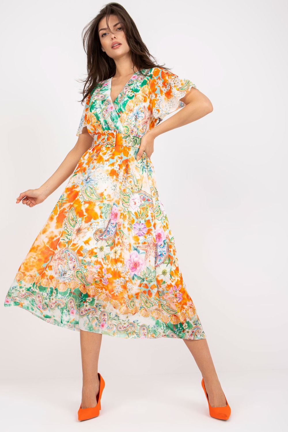 Sukienka Model DHJ-SK-15967-1.01P Orange - Italy Moda196204 - Pomarańczowy