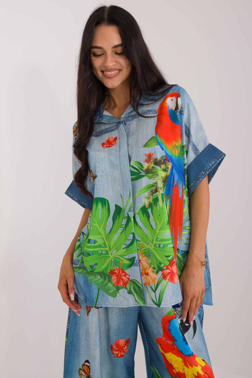 Koszula Damska Model DHJ-KS-19007.32 Blue - Italy Moda198371 - Niebieski