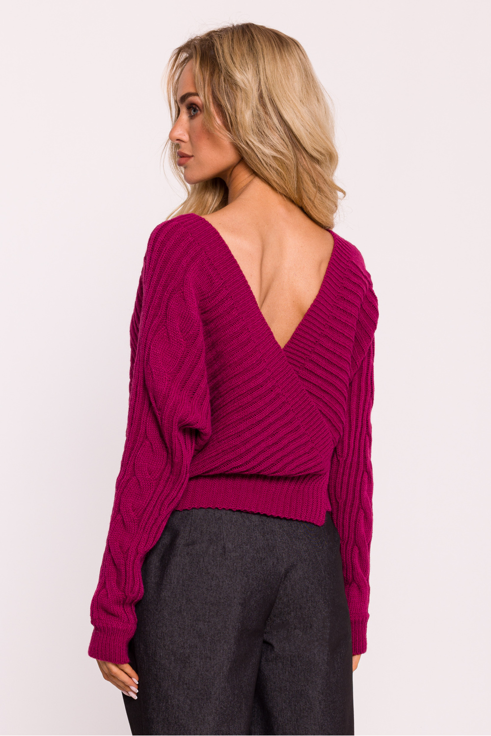 Sweter Damski Model MOE809 Pink - Moe199649 - Różowy - obrazek 3