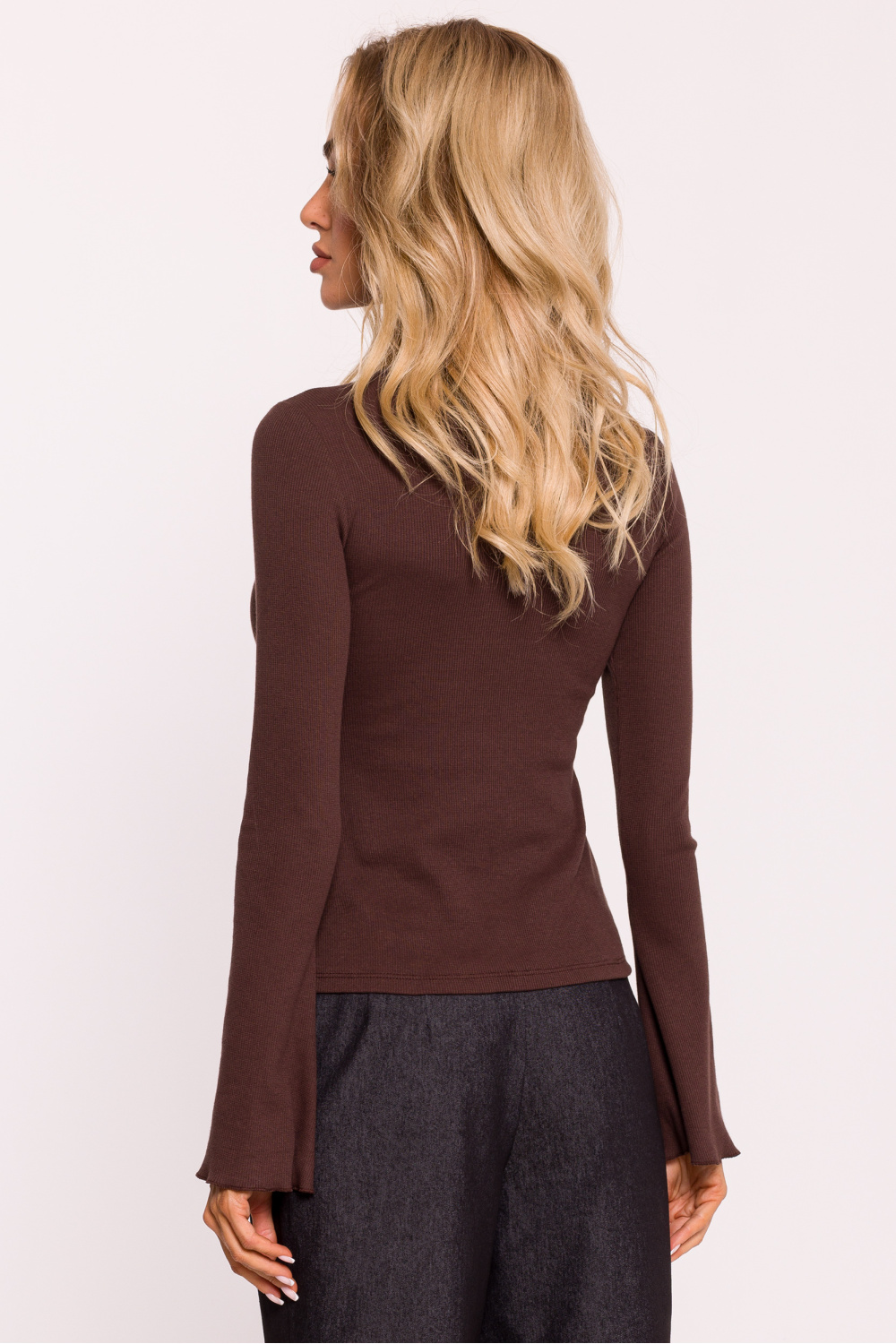 Bluzka Model MOE806 Brown - Moe199660 - Brązowy - obrazek 3