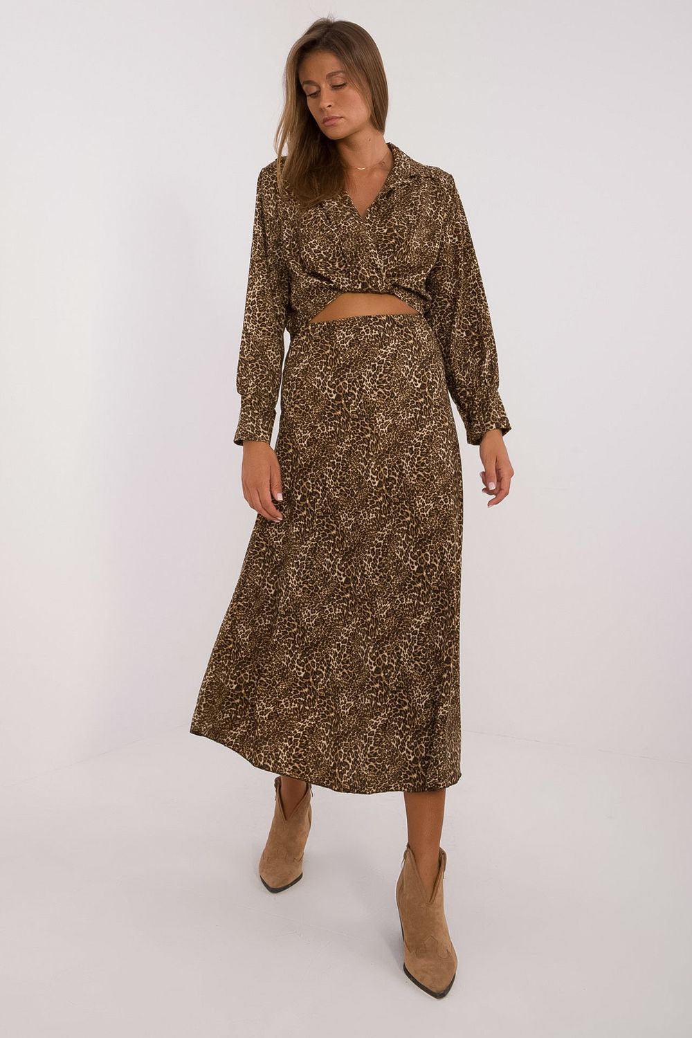 Spódnica Komplet Model DHJ-KMPL-19586-1.53 Dark Beige - Italy Moda199950 - Beżowy