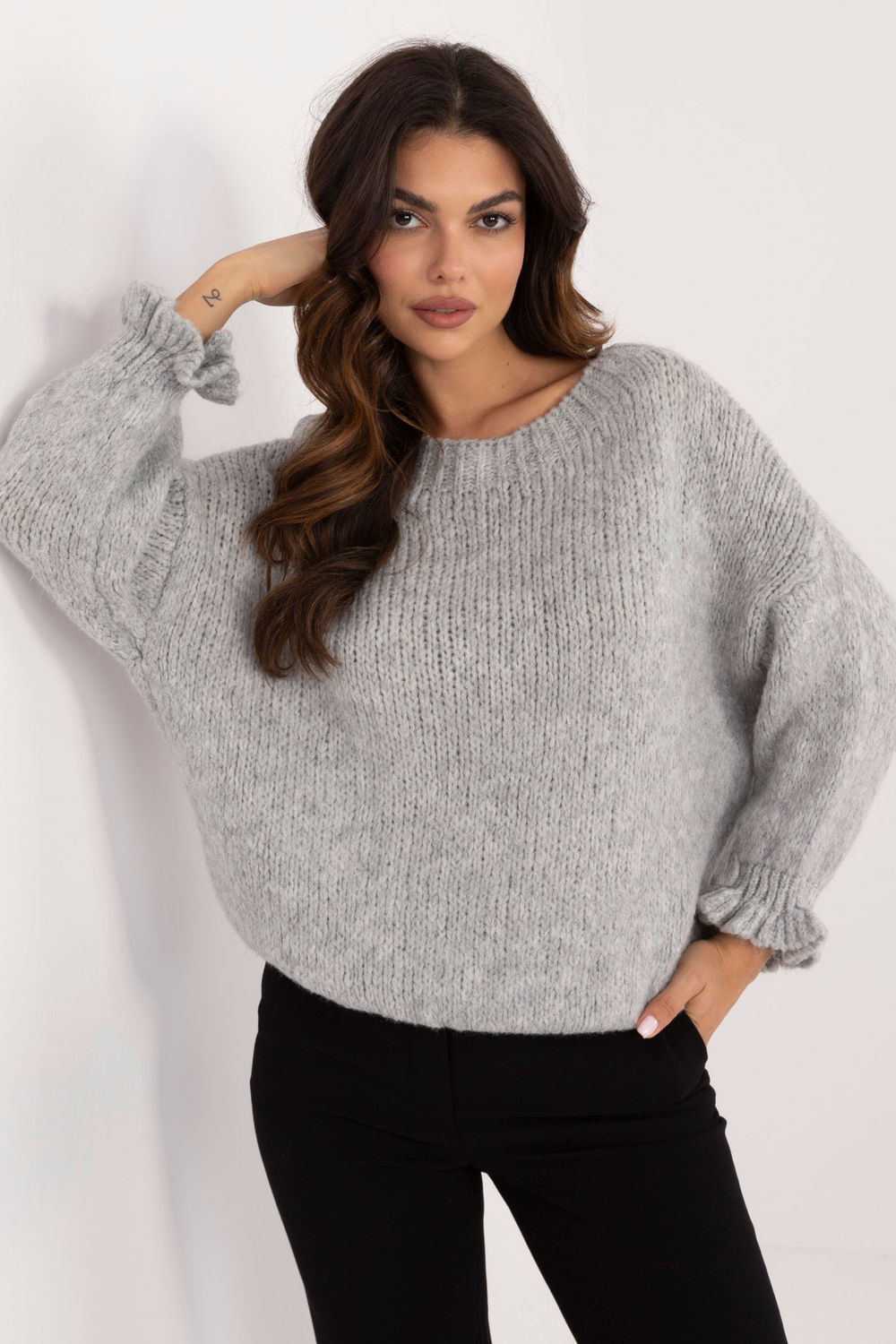Sweter Damski Model MI-SW-2912.10X Grey - Italy Moda201301 - Szary