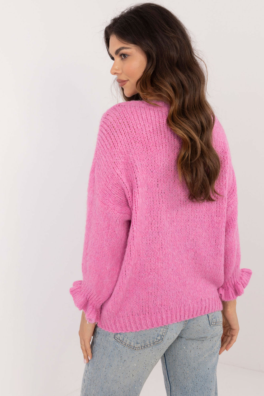 Sweter Damski Model MI-SW-2912.10X Pink - Italy Moda201303 - Różowy - obrazek 3