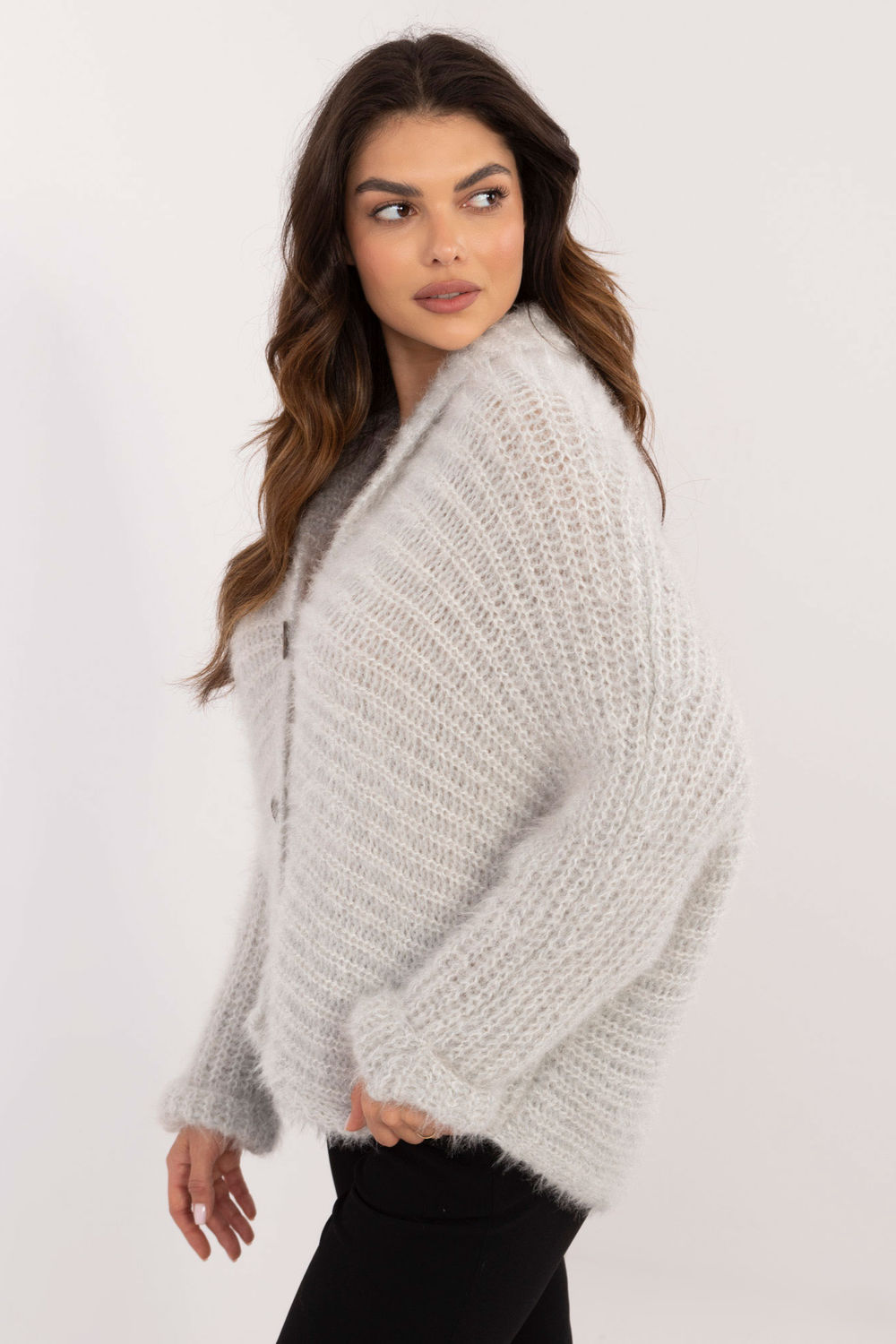Sweter Damski Model TW-SW-BI-25002.88P Light Grey - Och Bella201362 - Szary - obrazek 3