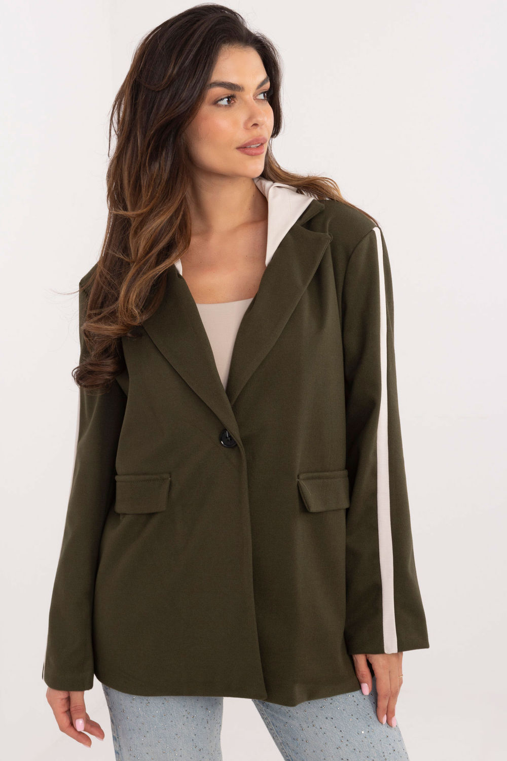 Marynarka Model DHJ-MA-A8398.14X Khaki - Italy Moda202422 - Zielony