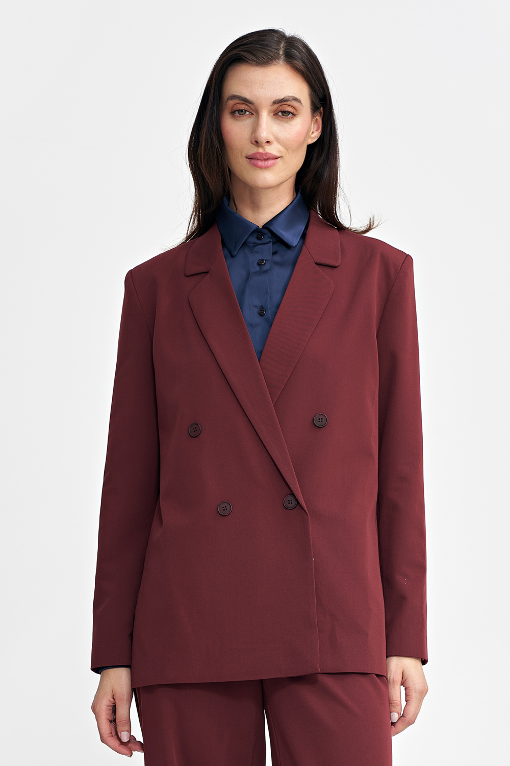 Marynarka oversize, dwurzędowa Z69 Bordo - Nife202484 - Czerwony