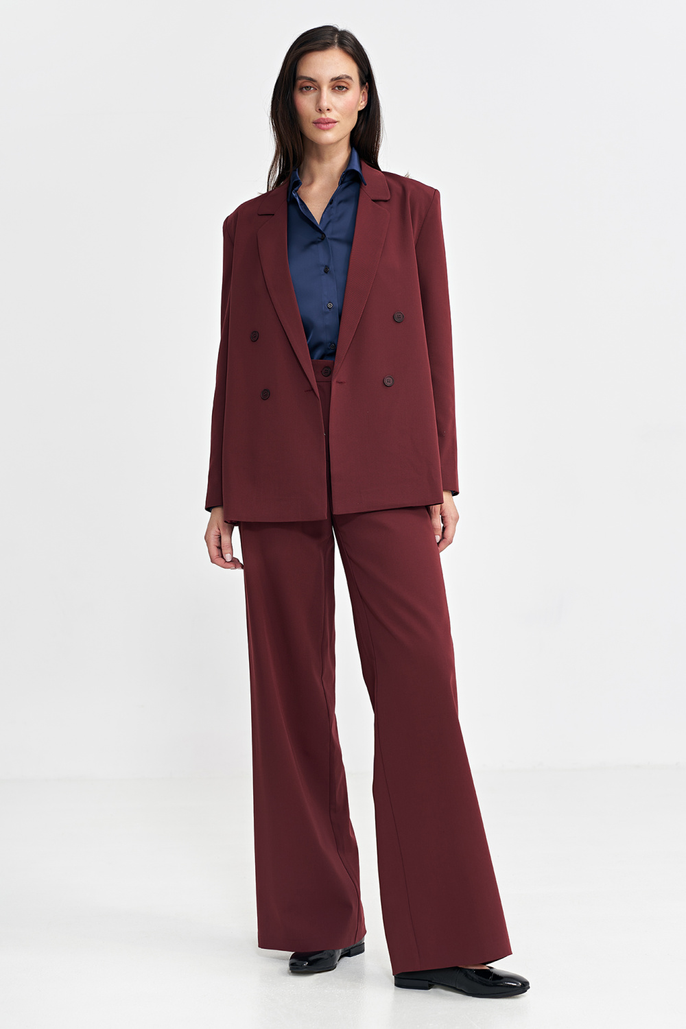 Marynarka oversize, dwurzędowa Z69 Bordo - Nife202484 - Czerwony - obrazek 2