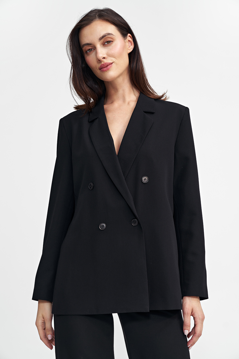 Marynarka oversize dwurzędowa Z69 Black - Nife202485 - Czarny
