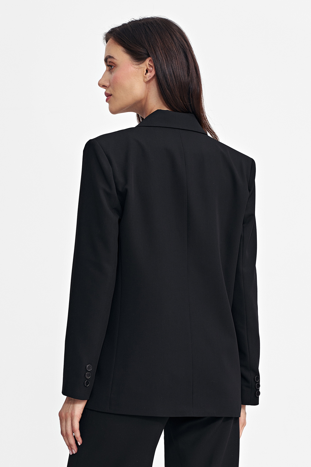 Marynarka oversize dwurzędowa Z69 Black - Nife202485 - Czarny - obrazek 3