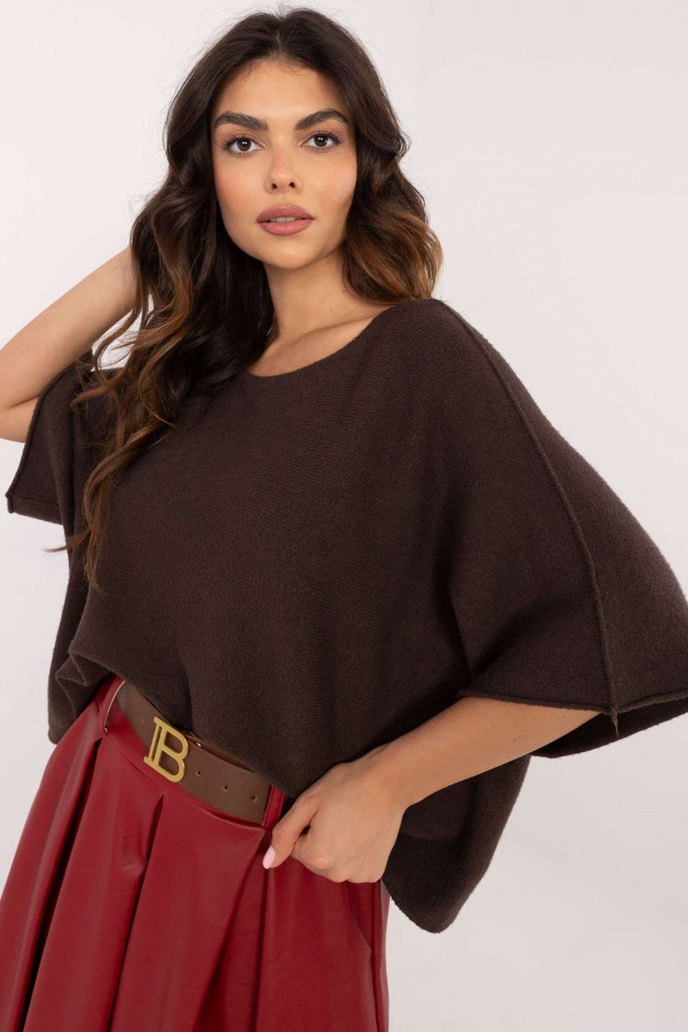 Sweter Damski Model IT-SW-0811.82P Dark Brown - Italy Moda202700 - Brązowy