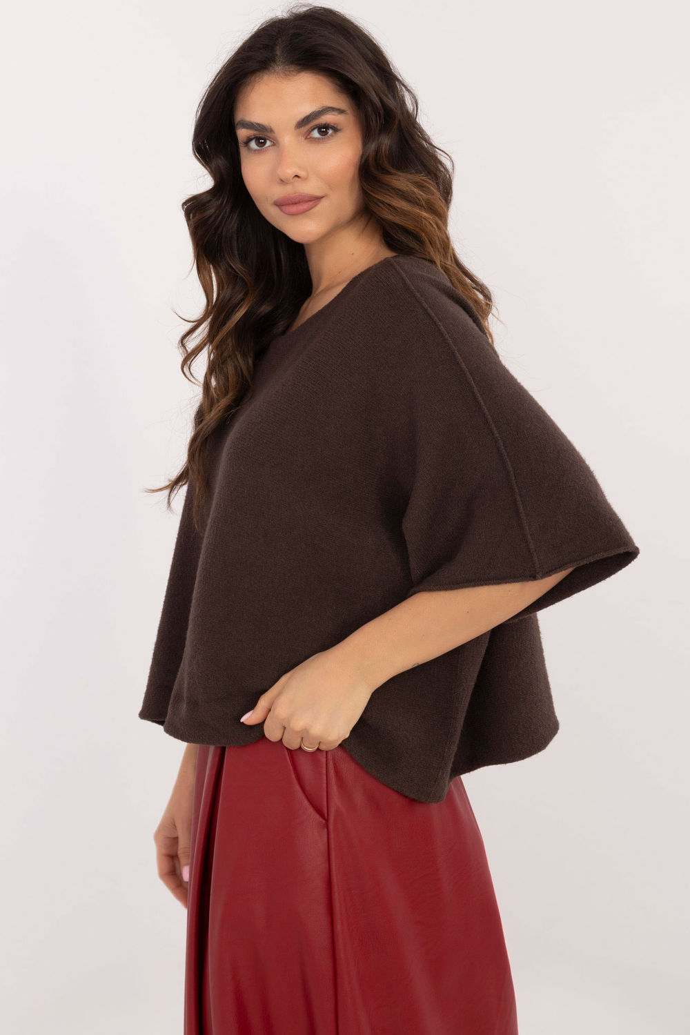 Sweter Damski Model IT-SW-0811.82P Dark Brown - Italy Moda202700 - Brązowy - obrazek 2