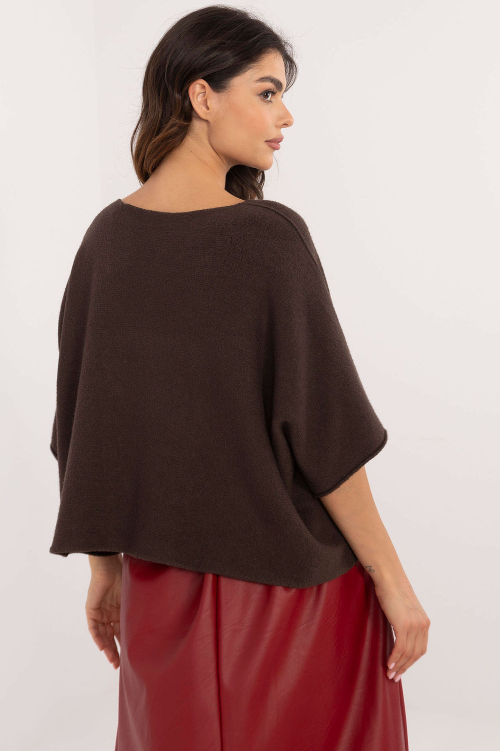 Sweter Damski Model IT-SW-0811.82P Dark Brown - Italy Moda202700 - Brązowy - obrazek 3