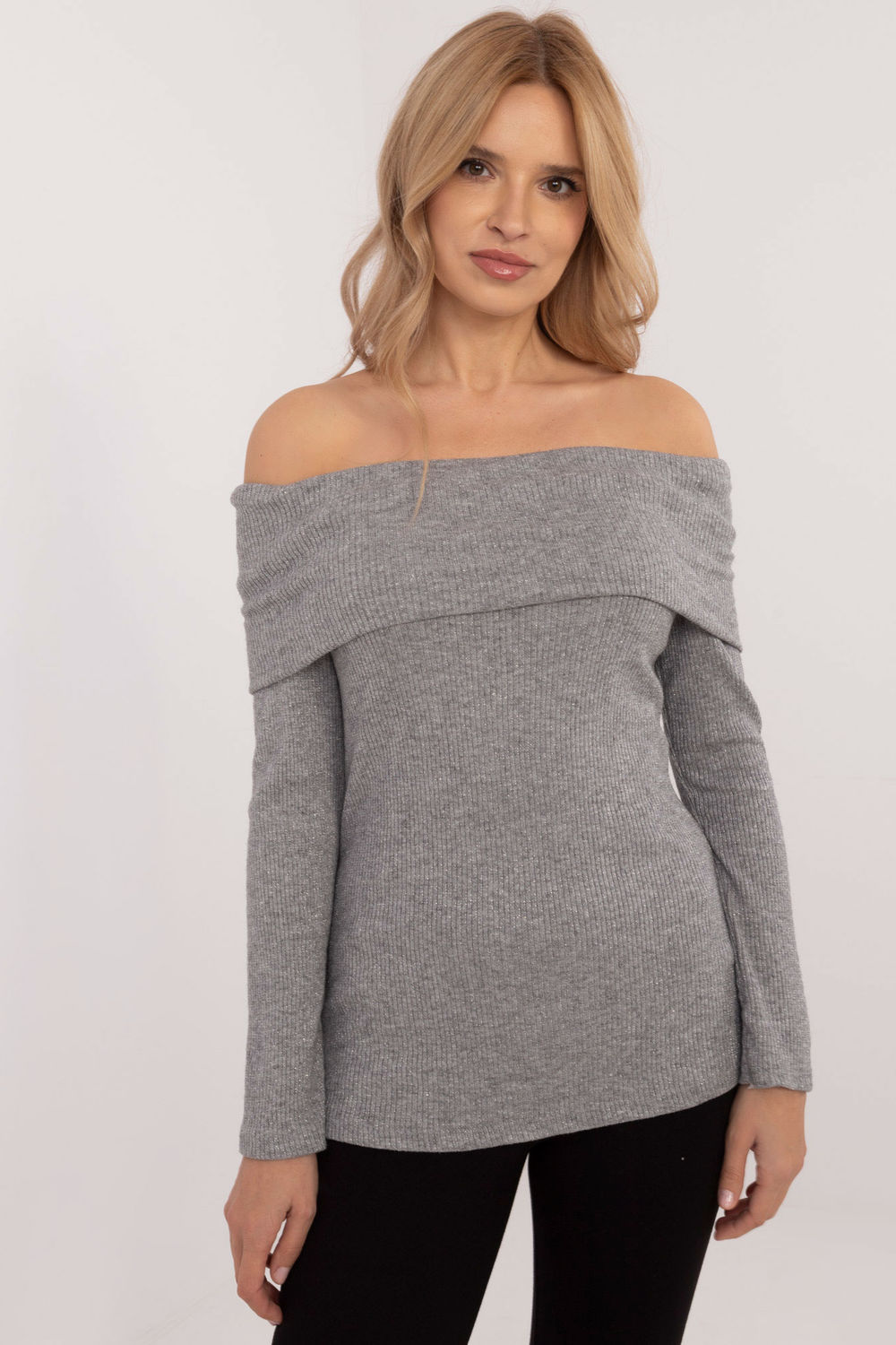 Sweter Damski Model DHJ-SW-A2449.33 Grey - Italy Moda202751 - Szary