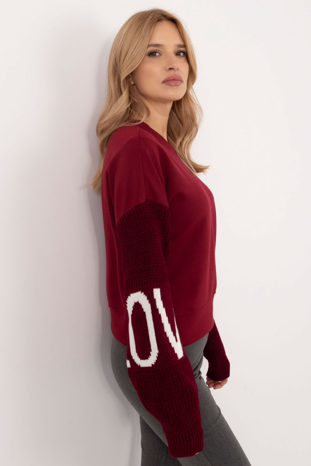 Bluza Damska Model MI-BL-M5975.26P Bordo - Italy Moda202846 - Czerwony - obrazek 2