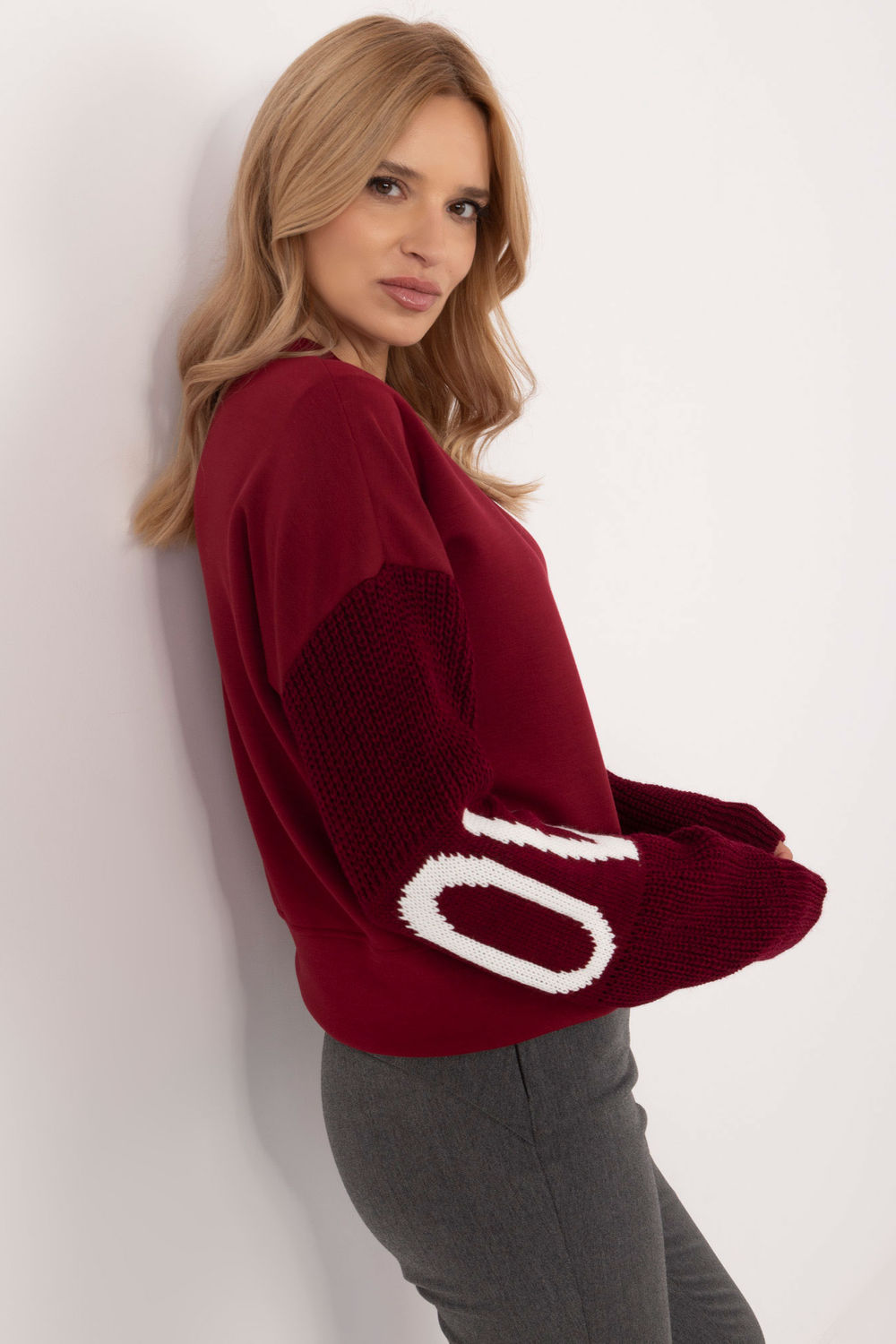 Bluza Damska Model MI-BL-M5975.26P Bordo - Italy Moda202846 - Czerwony - obrazek 4
