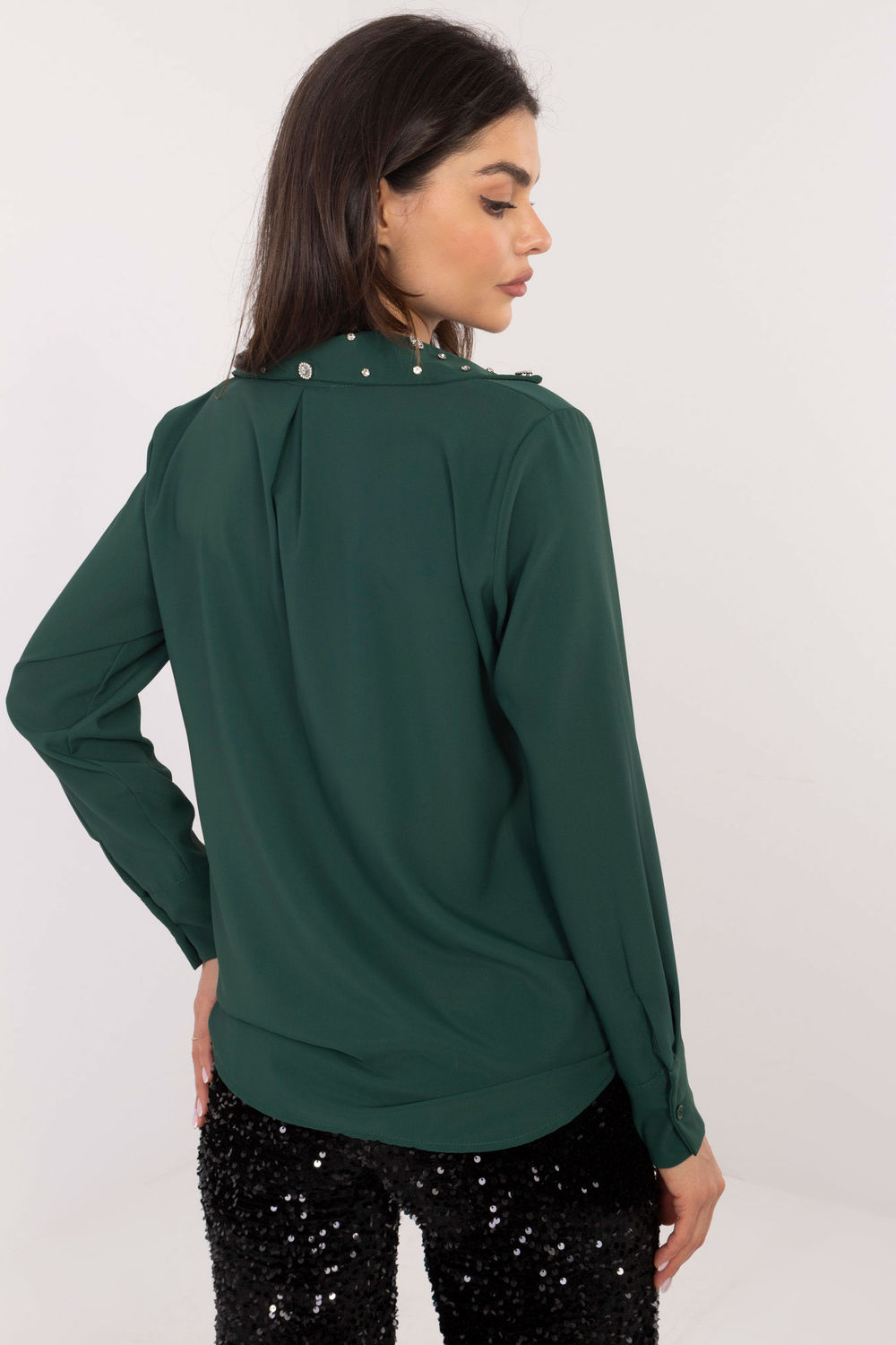 Koszula Damska Model DHJ-KS-15260.96 Dark Green - Italy Moda203103 - Zielony - obrazek 3