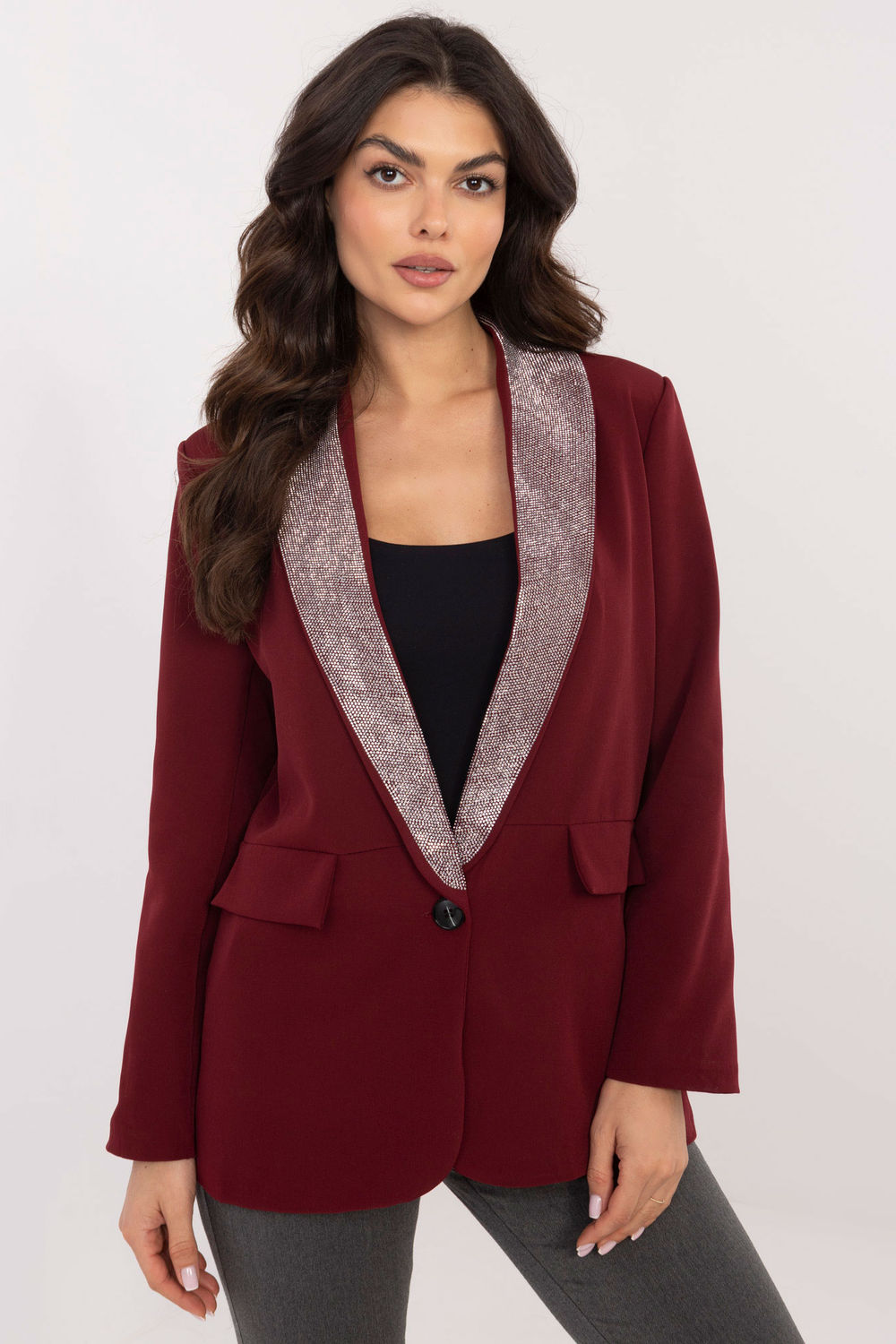 Marynarka Model DHJ-MA-19926.85P Bordo - Italy Moda203330 - Czerwony