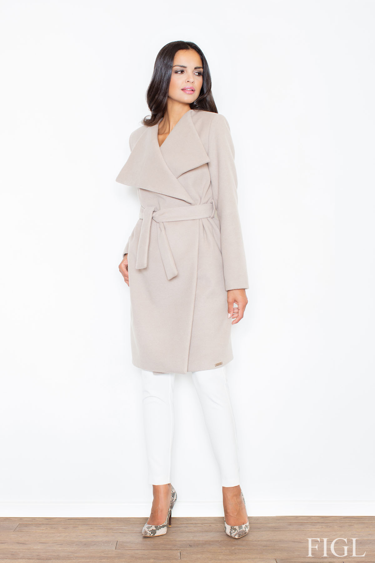 Płaszcz Damski Model M408 Beige - Figl46838 - Beżowy