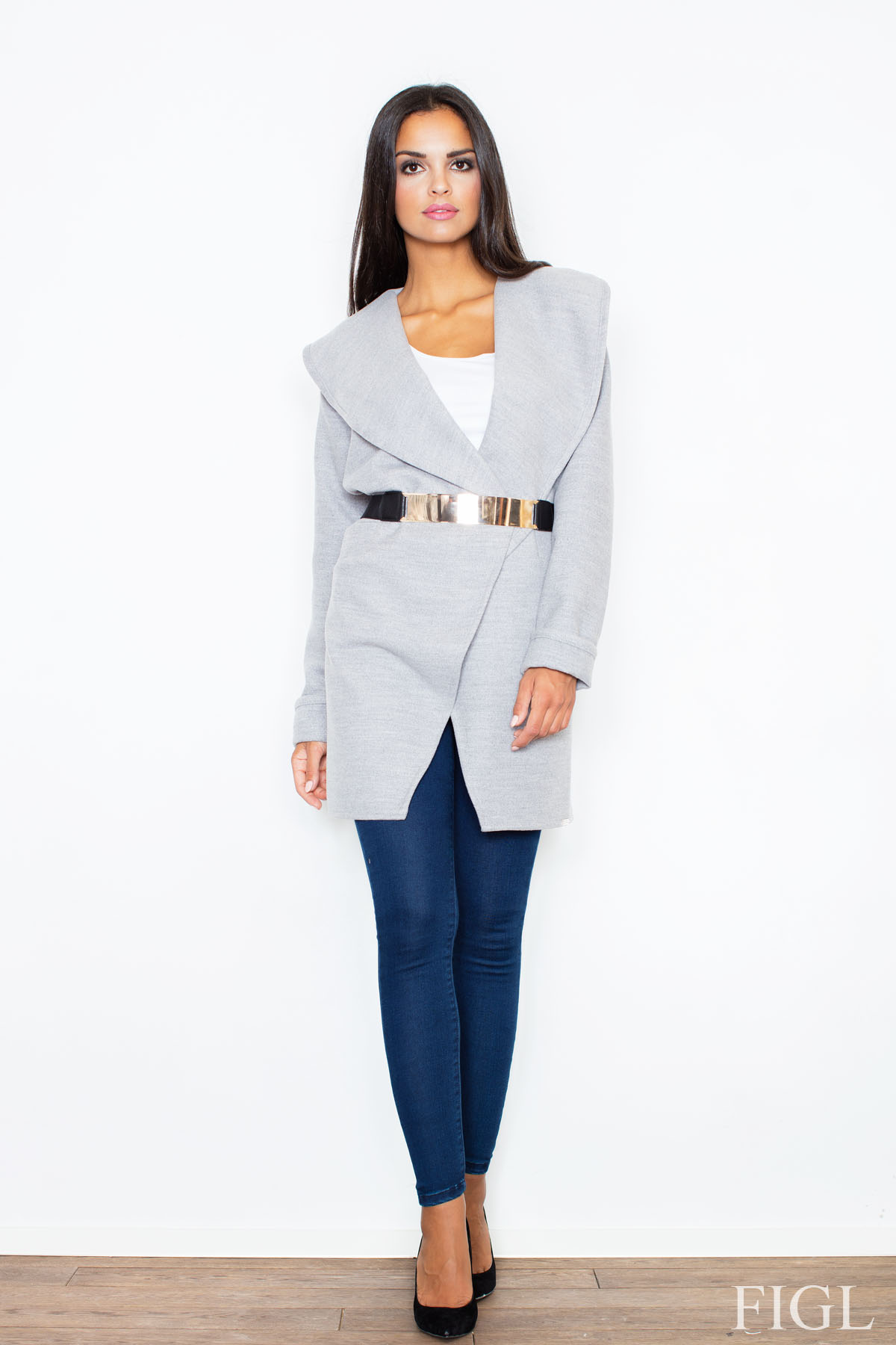 Płaszcz Damski Model M407 Grey - Figl46843 - Szary