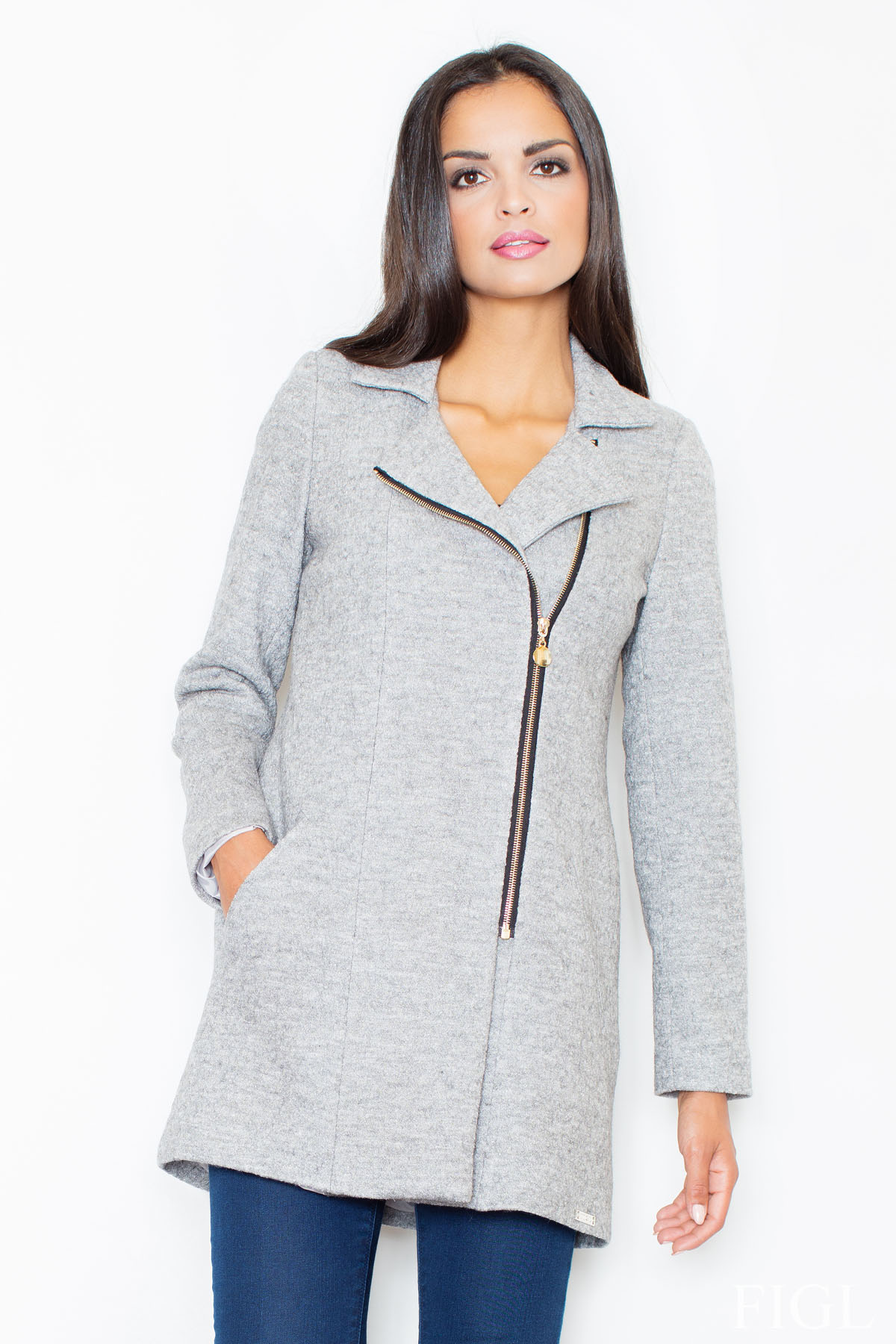 Płaszcz Damski Model M405 Grey - Figl46847 - Szary