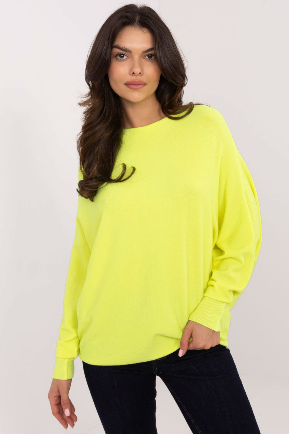 Sweter Damski Model DHJ-SW-8862.91 Fluo Yellow - Italy Moda203810 - Żółty
