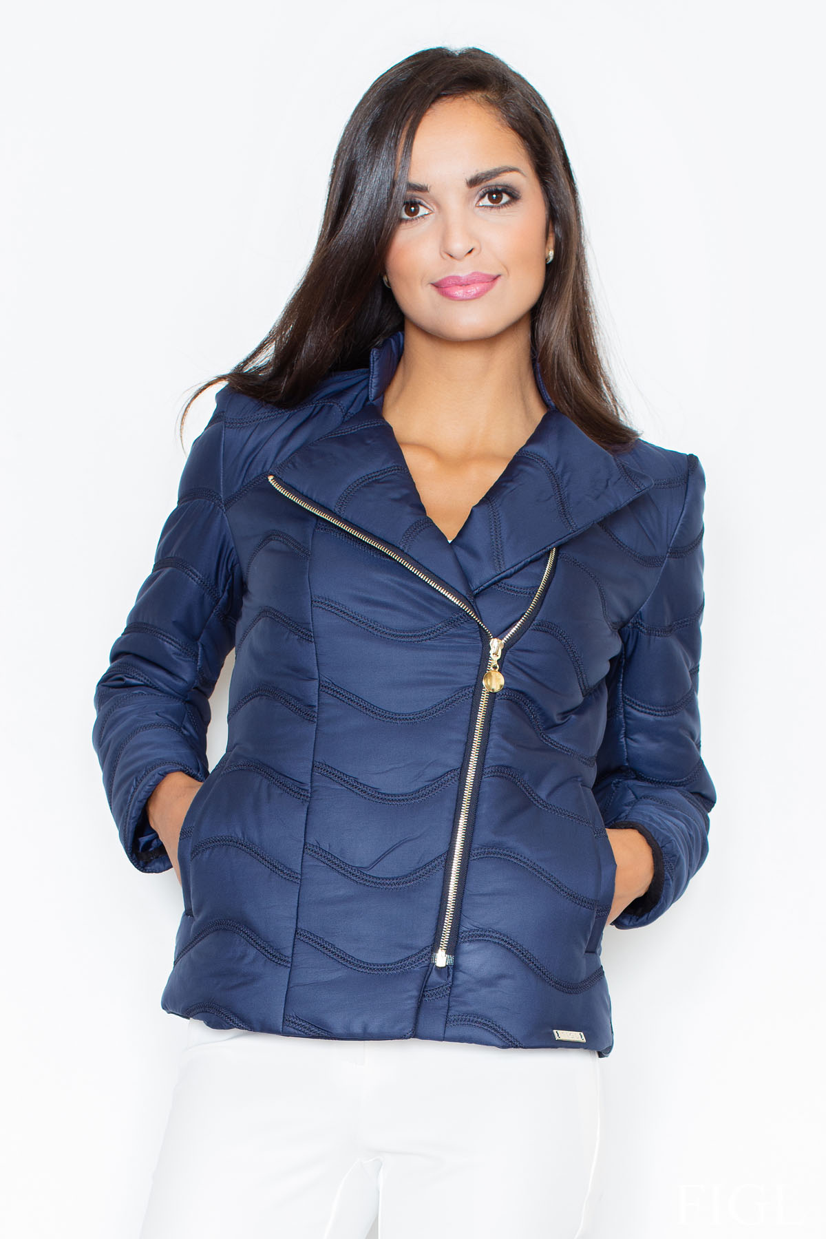Kurtka Damska Model M404 Navy - Figl46880 - Niebieski