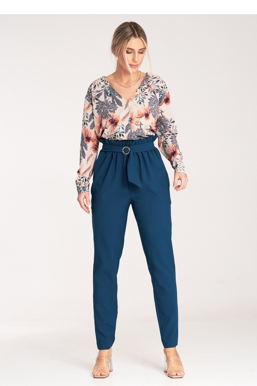 Spodnie Damskie Model M1072 Navy - Figl204298 - Granatowy - obrazek 2