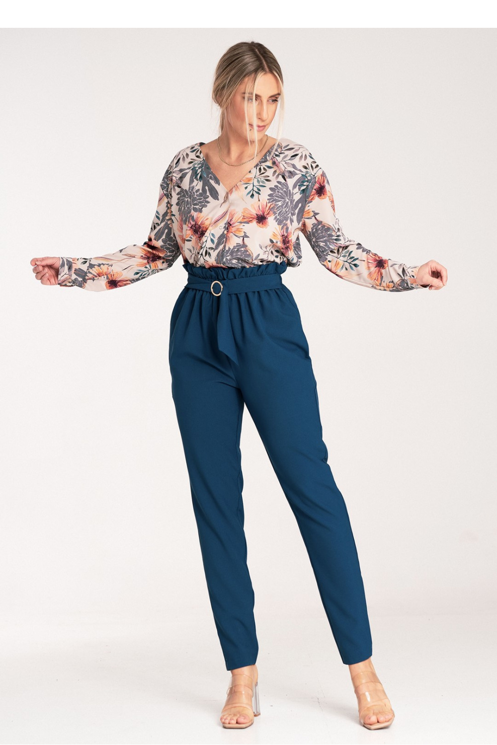Spodnie Damskie Model M1072 Navy - Figl204298 - Granatowy - obrazek 4