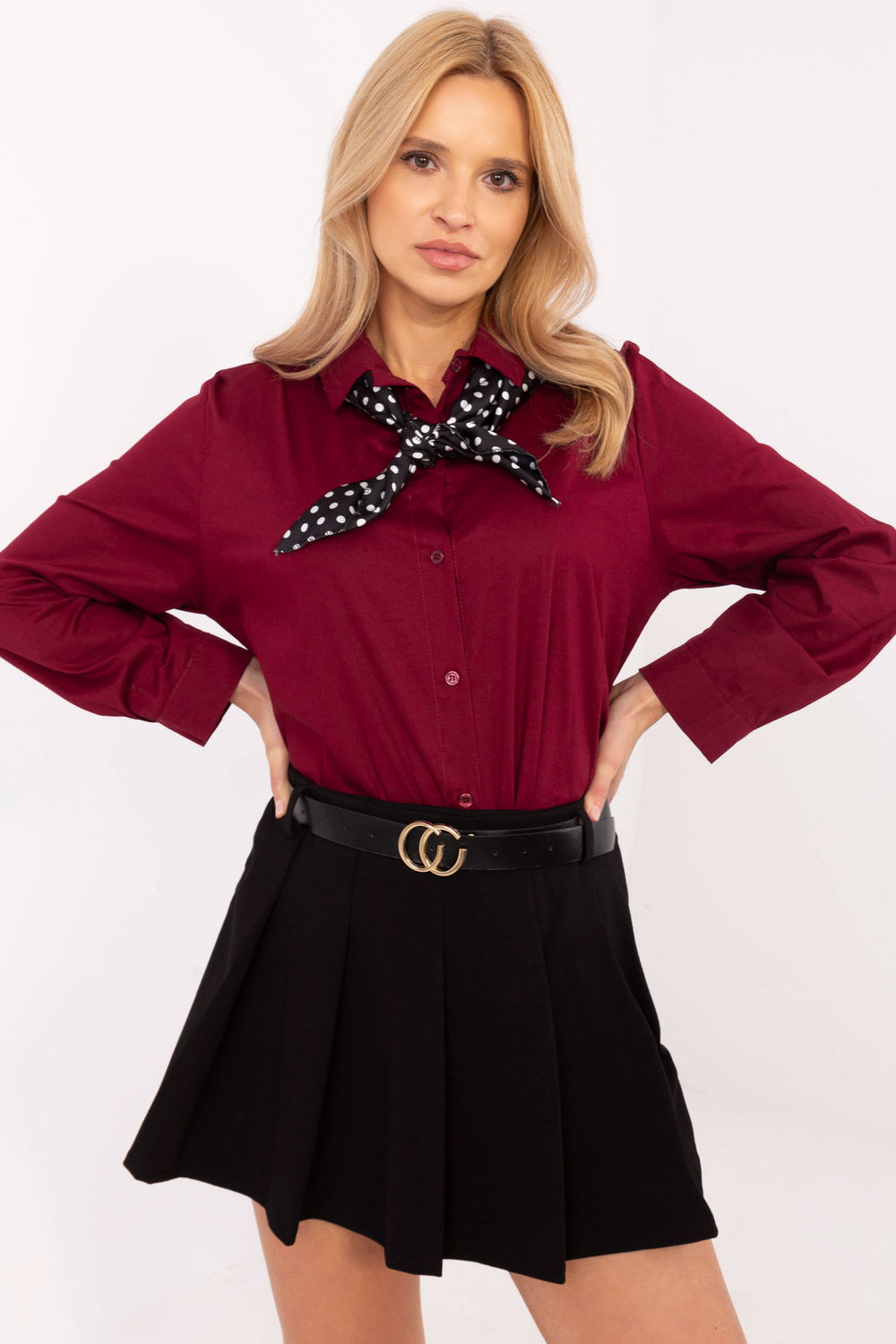 Koszula Damska Model DHJ-KS-20172.36P Bordo - Italy Moda204365 - Czerwony