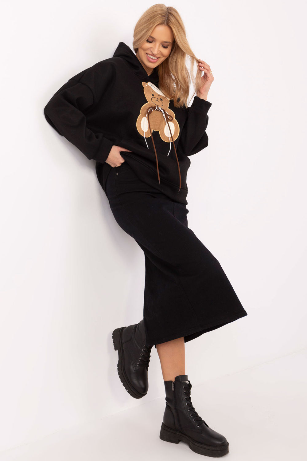 Bluza Damska Model DHJ-BL-A8695.65P Black - Italy Moda204377 - Czarny - obrazek 2