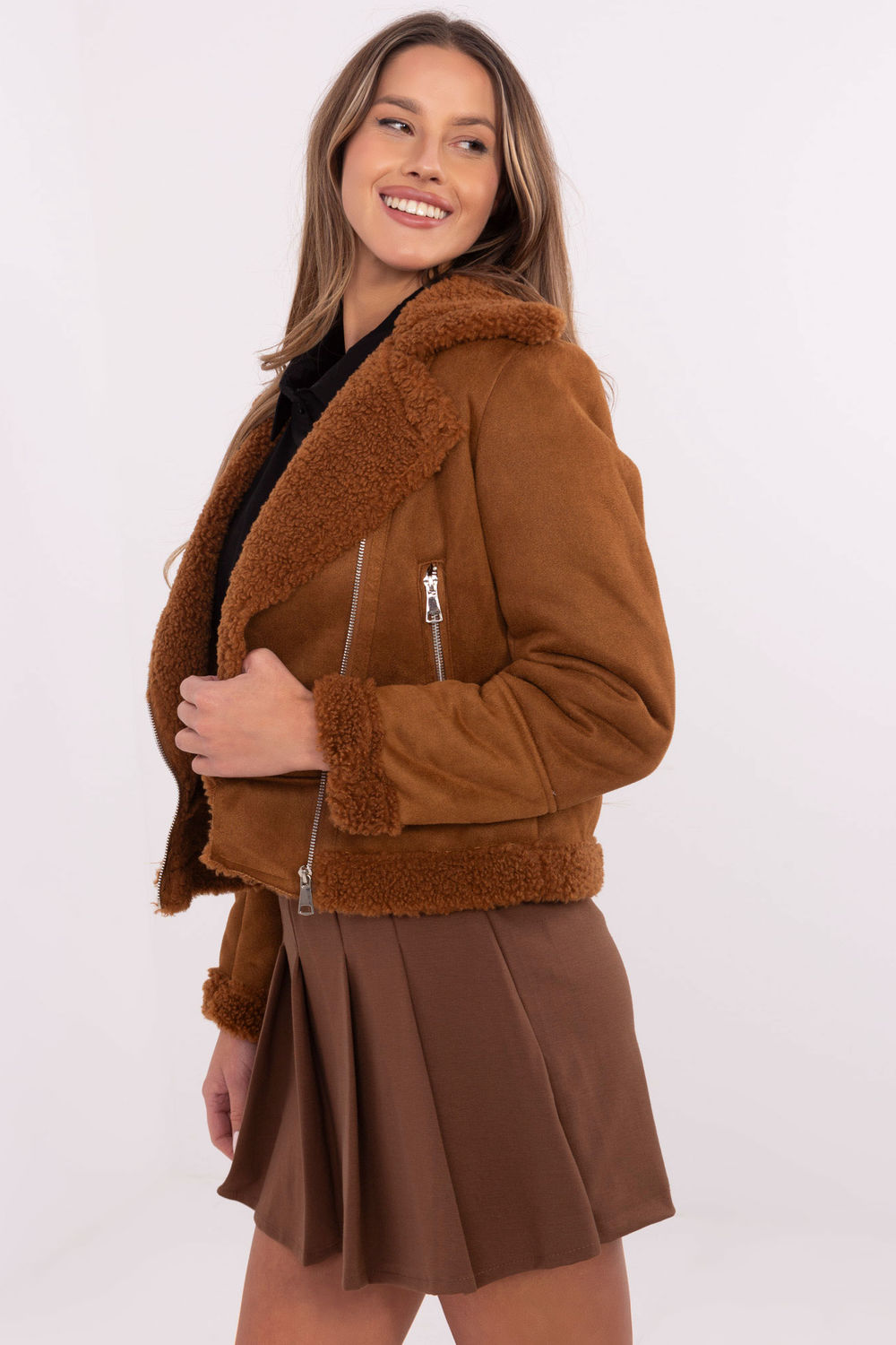 Kurtka Damska Model MI-KR-21848.71 Light Brown - Italy Moda204392 - Brązowy - obrazek 2