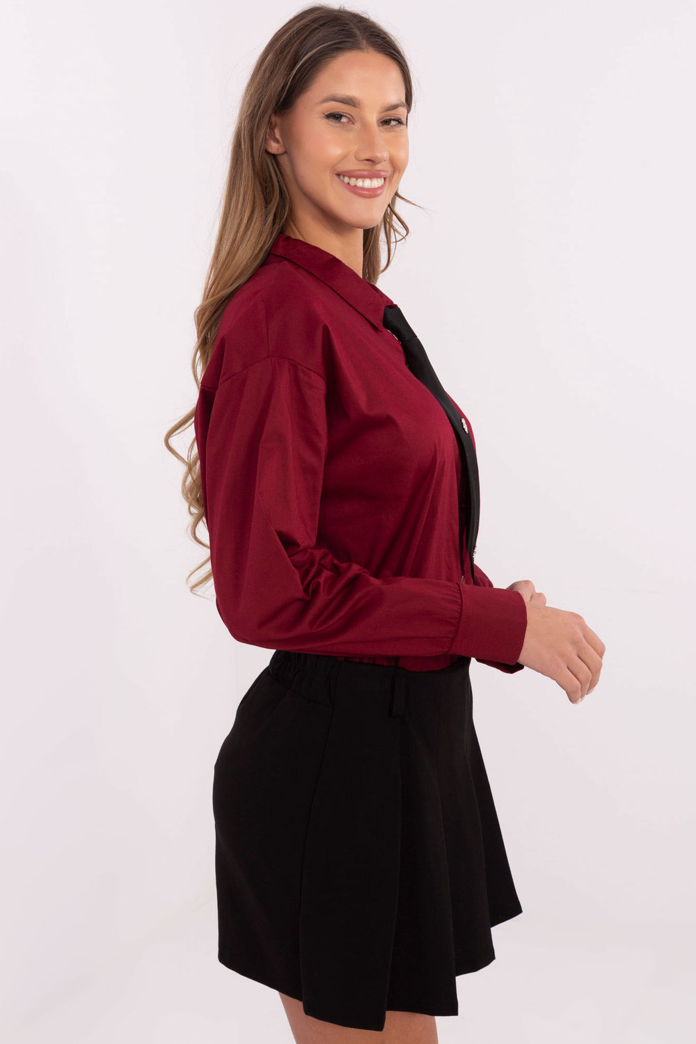 Koszula Damska Model DHJ-KS-9213.86 Bordo - Italy Moda204398 - Czerwony - obrazek 2