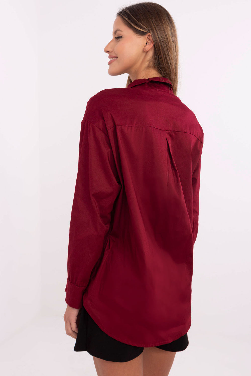 Koszula Damska Model DHJ-KS-9213.86 Bordo - Italy Moda204398 - Czerwony - obrazek 3